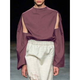 Mens Cutout Sleeves Round Neck Loose T-shirts