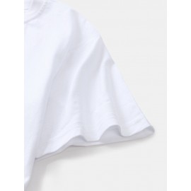 Mens Cartoon Expression Print Crew Neck Cotton Short Sleeve T-Shirts