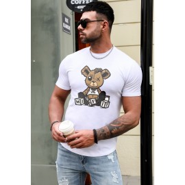 White Misfit Teddy Print Men's Graphic Tee