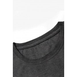 Gray Never Give Up Skull Print Slim Fit Men's Graphic T Shirt