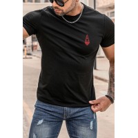 Black Men's Plain Poker Print T Shirt